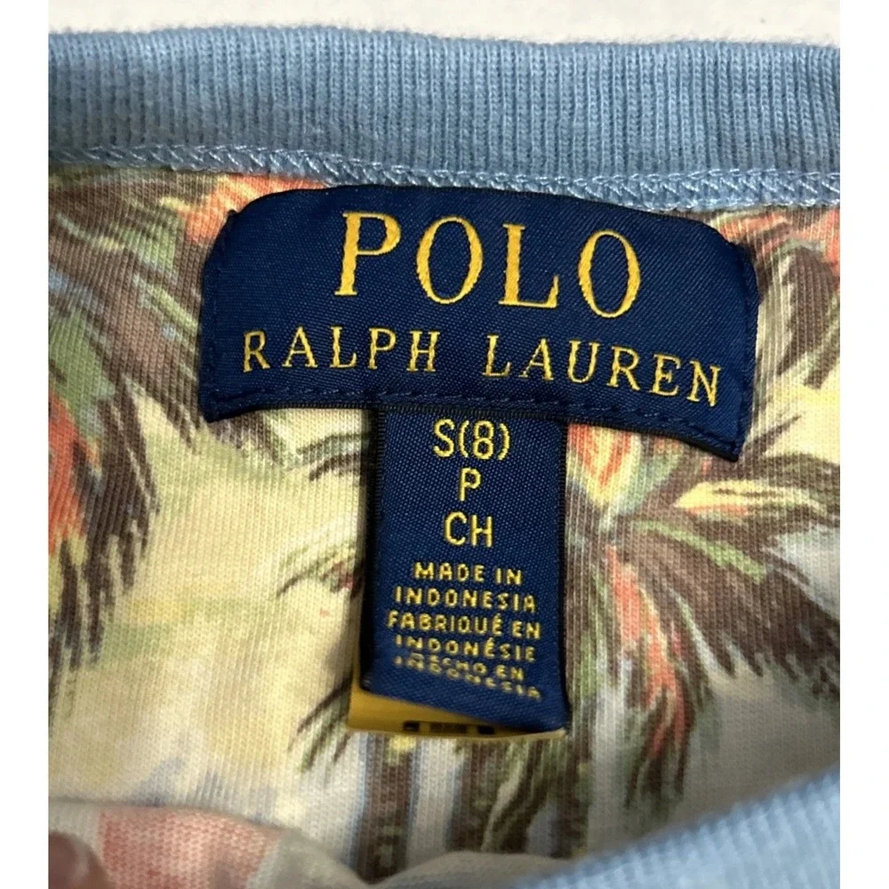 Boys Polo Ralph Lauren Tropical Beach Print Short Sleeve T Shirt Sz 7 Clean